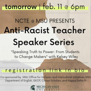 Anti-racist teacher speaker series flyer
