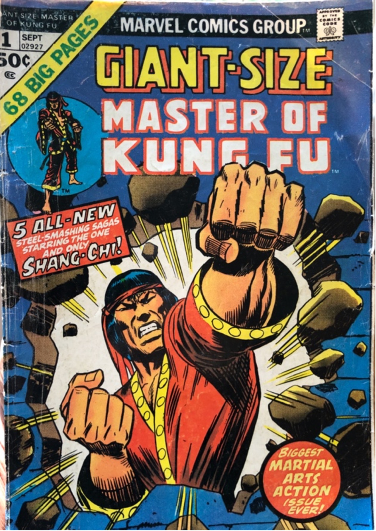 Photo of a comic cover that says "Master of Kung Fu"